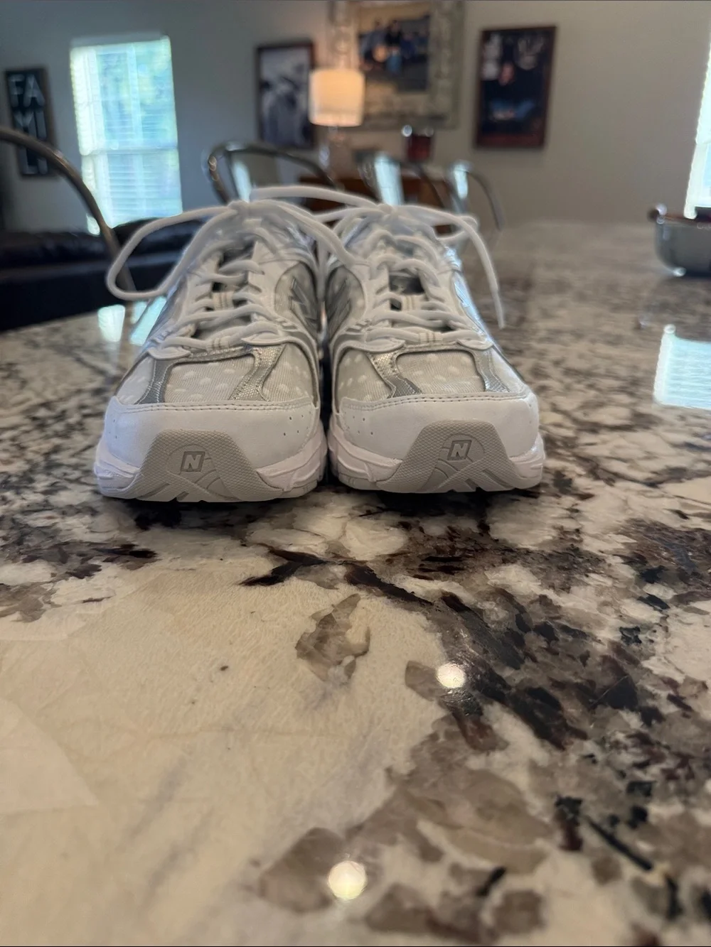 New Balance White Polka Dot Retro Runner Sneakers